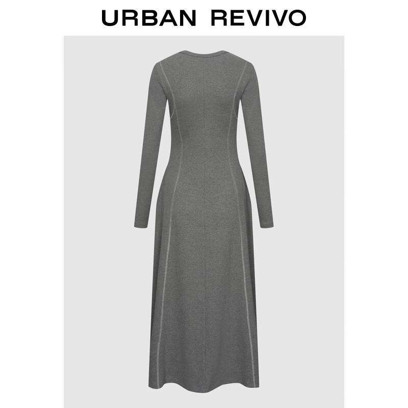 

UR Women s 2025 Autumn Contrast Stitch A-Line Long Dress L