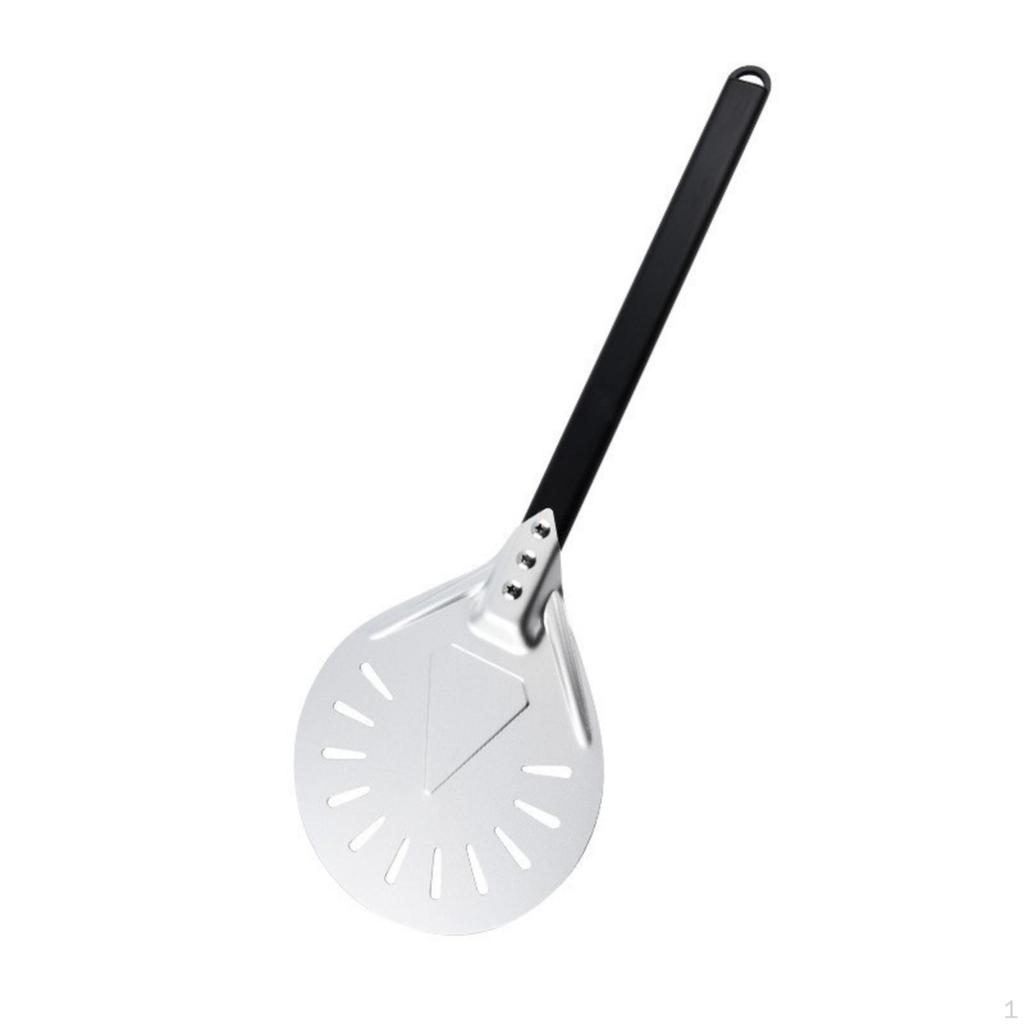 Perforated Pizza Peel Lightweight with Hanging Loop for Home Cooks L Blk Handle