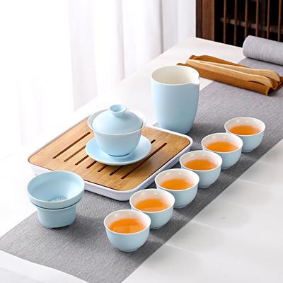 Haushalt schlichte Farbe Glasur Keramik Kung Fu Tee Set Geschenkbox Set Geschenk Geschenk