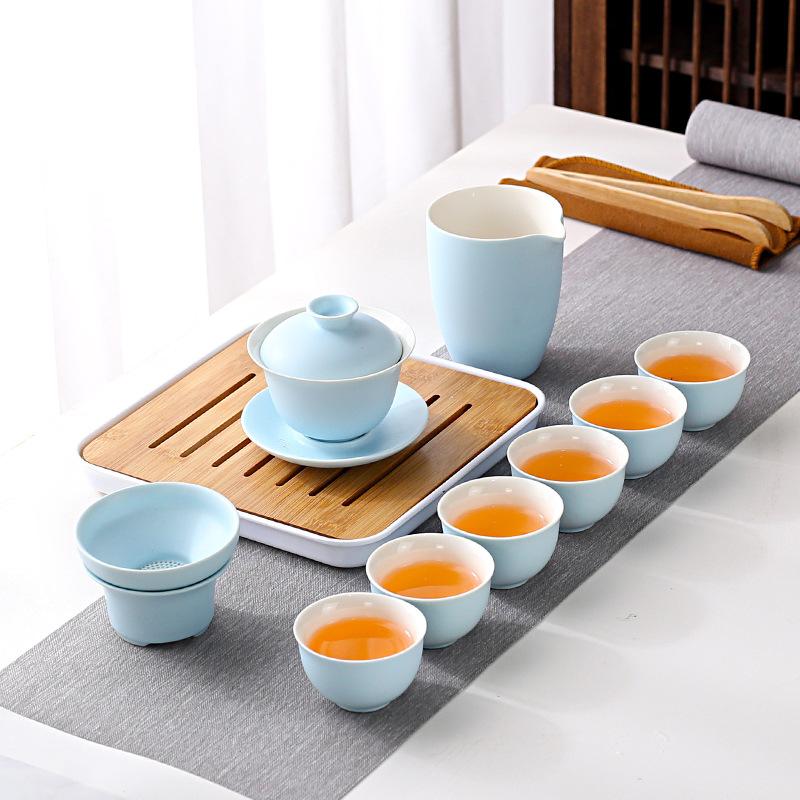 Household simple color glaze ceramic kung fu tea set gift box set gift gift