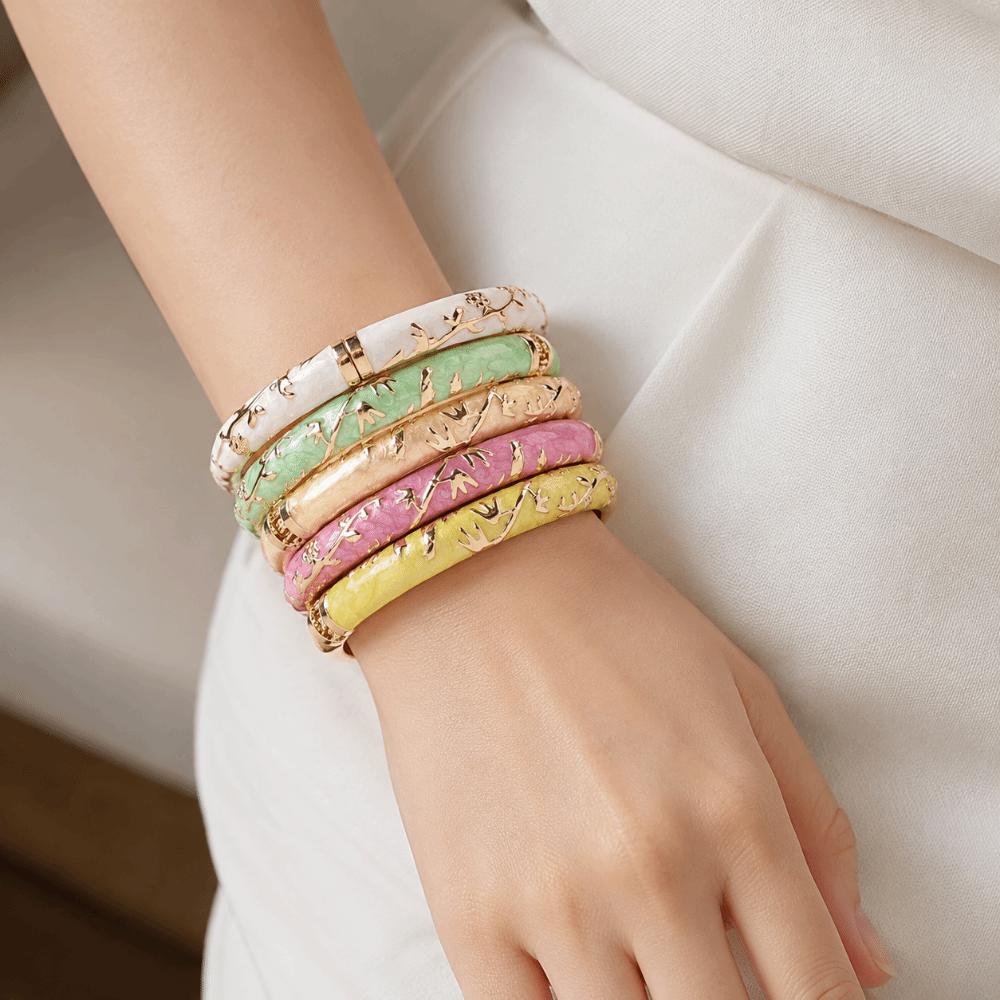 Bracelet à Fleurs Traditionnel Coloré pour Femme Mode Vintage Bracelet Cloisonné Filles