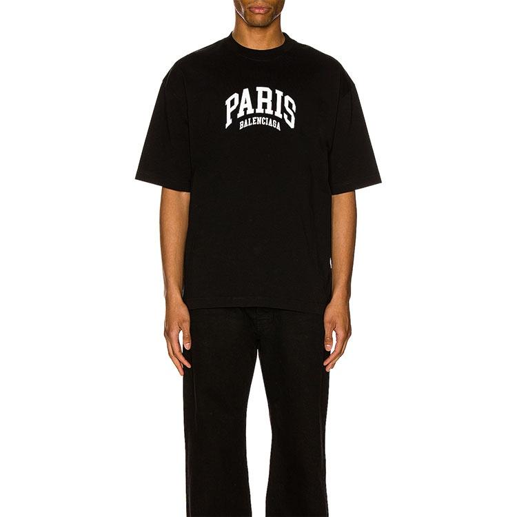 Balenciaga Cities Paris T-Shirt Medium Fit 'Black' Men's 612966TLVL71070
