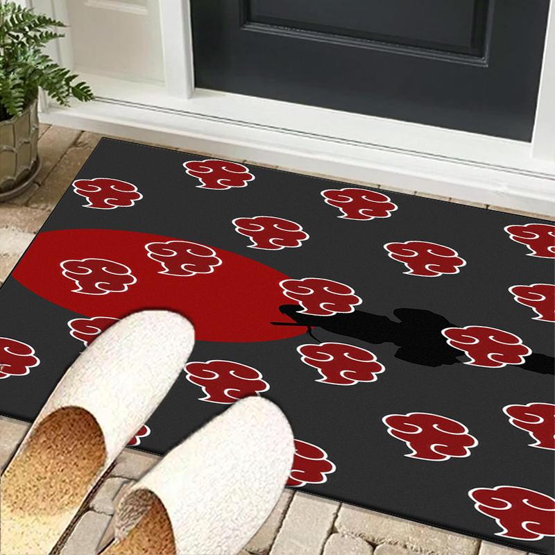 Anime Red Clouds On Black Background Office Rug Chair Mat, Game Carpet, Suitable for Front Door, Bedroom, Living Room, Desk, Holiday Gift