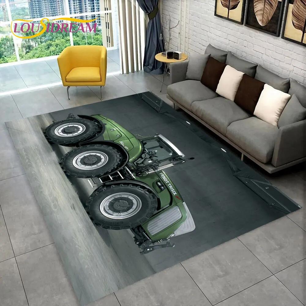 Truck Car Tractor Series Pattern Area Rug,Carpet Rug for Home Living Room Bedroom Sofa Doormat Decor,kids Non-slip Floor Mat 3D
