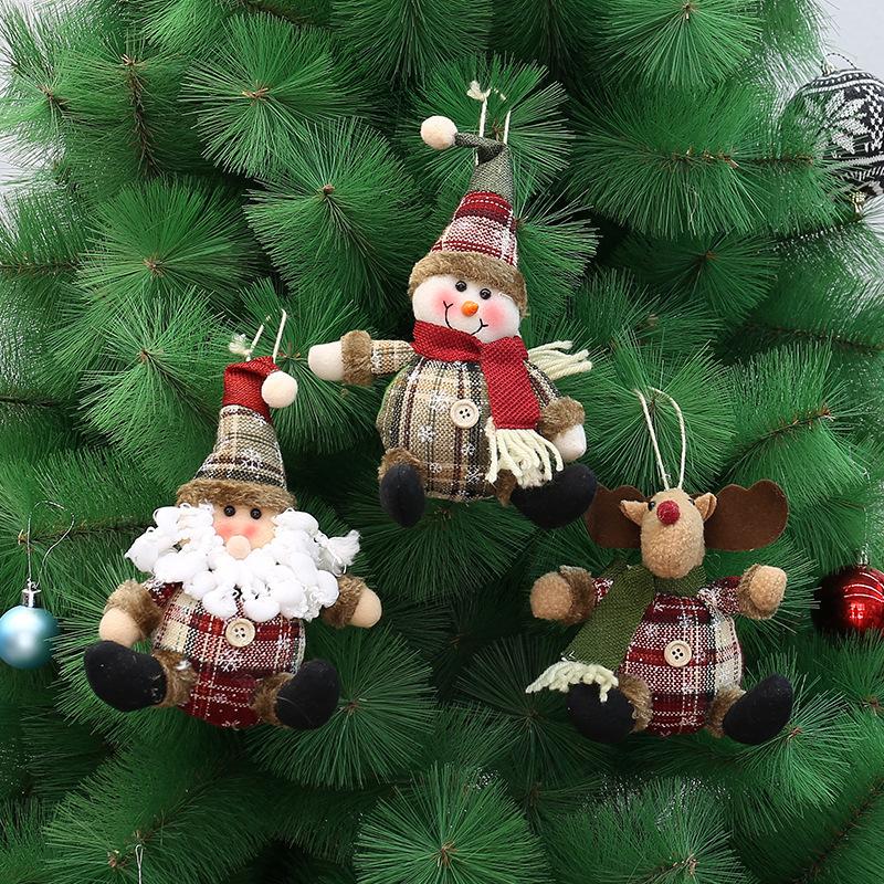 New knitted fabric small Santa Claus snowman elk doll Christmas tree holiday decoration pendant