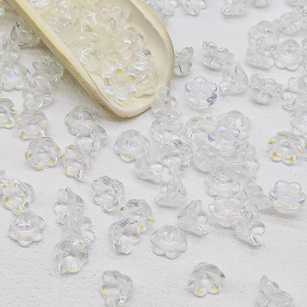 50pcs/set Accessories Bellflower Glass Beads Glass Beads Trumpet Flower Shape Glass Beads  Women