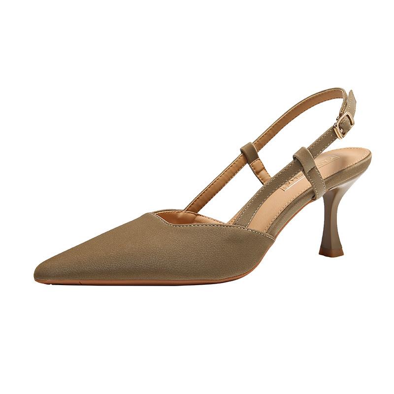 Heeled Sandals Women Thin Heel High Heel Sandals New One-word Buckle Strap Single Shoes Women s Shoes Summer Skirt Heels 34