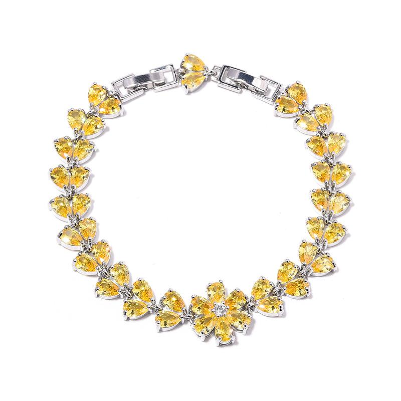 Temperament Joker Flower Jewelry Girls Fresh Colorful Copper Inlaid AAA Zircon Bracelet