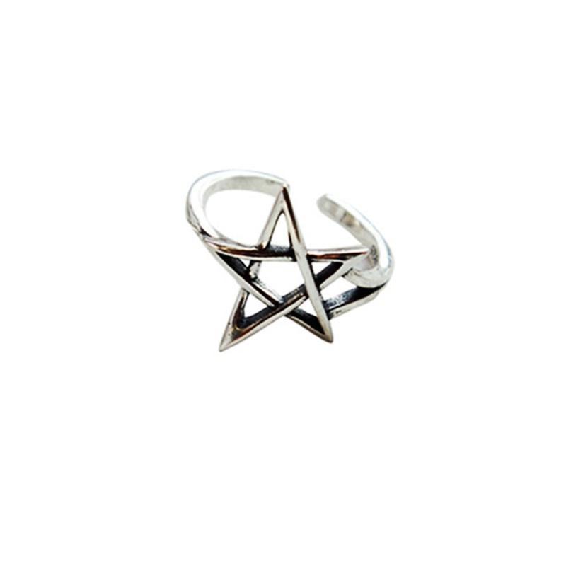 Exaggerated Personality Silver Color David Star Rings For Women Wedding Jewelry Adjustable Antique Finger Ring Anillos
