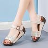 New Summer Wedge Sandals for Women's Thick Sole Sponge Cake Sandals for Mothers Wearing Flat Straps for Women's Sandals