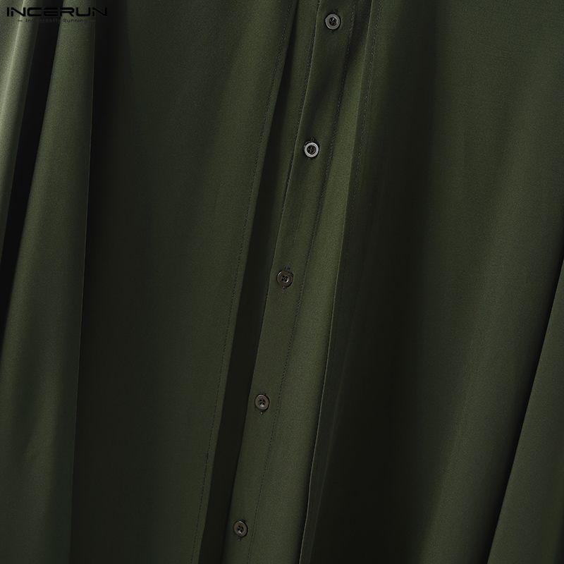 INCERUN Men Spring Long Sleeve Buttons Up Layers Irregular Shirts Cloak Tops