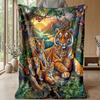 Tiger Family in Harmony Theme blanket Lightweight Warm Flannel Blanket Decorative Throw Blanket for Home Decoration