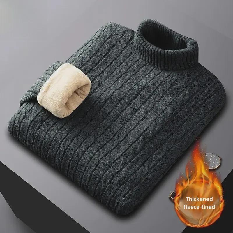 

Мужской толстый хлопковый свитер с высоким воротником и мягкой вельветовой подкладкой