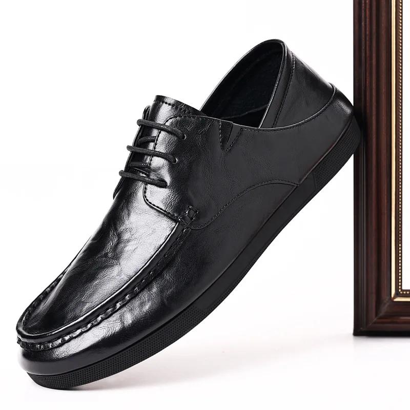 Fashion 2024 Spring Autumn New Designer Men's Shoes Fashion Korean Style Shallow Mouth Leather Loafers Men Business Shoes