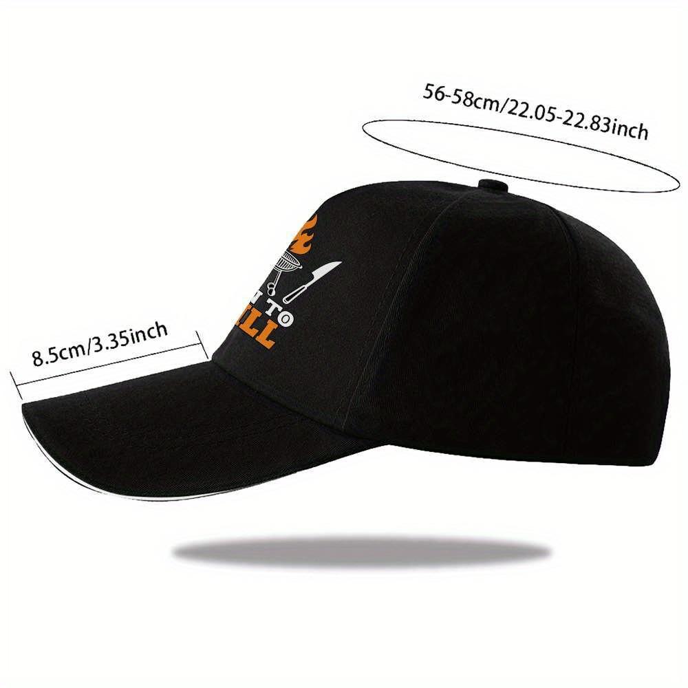 Born To Grill BBQ Graphic Baseball Cap Polyester Adjustable Casual Hat for Grilling Enthusiasts