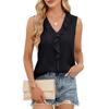 Women's Fashion Vest V-neck Ruffled Sleeveless Elegant Casual Shirt Top