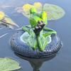 Floating Frog Turtle Pond Decor Resin Animal Statue for Garden Pool with Lotus Flower