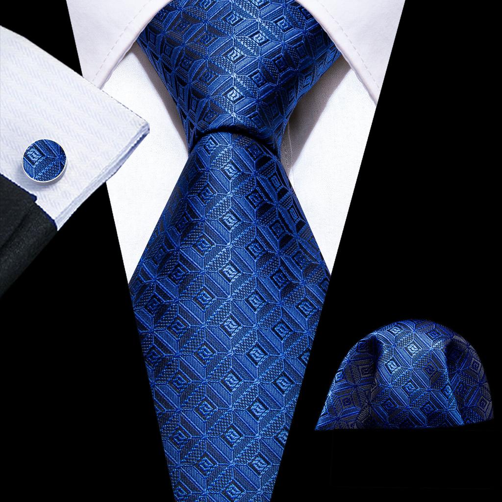Barry.Wang Floral Ties for Men Woven Paisley Wedding Necktie Handkerchief Cufflinks Formal Casual Set