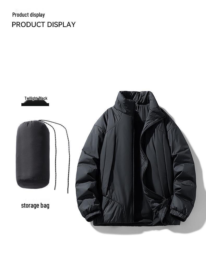 2025 Thickened Winter Cotton Jacket: Casual Solid Color, Stand Collar, Korean Style