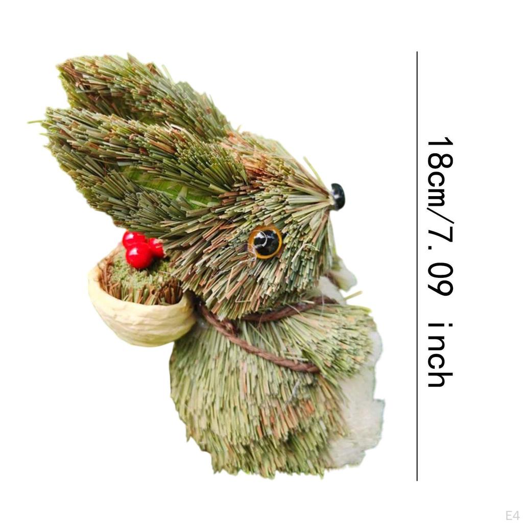 Rabbit Ornament, Artisanal Animal Statue, Easter Decoration, Small Back Basket for Bedroom, Rear