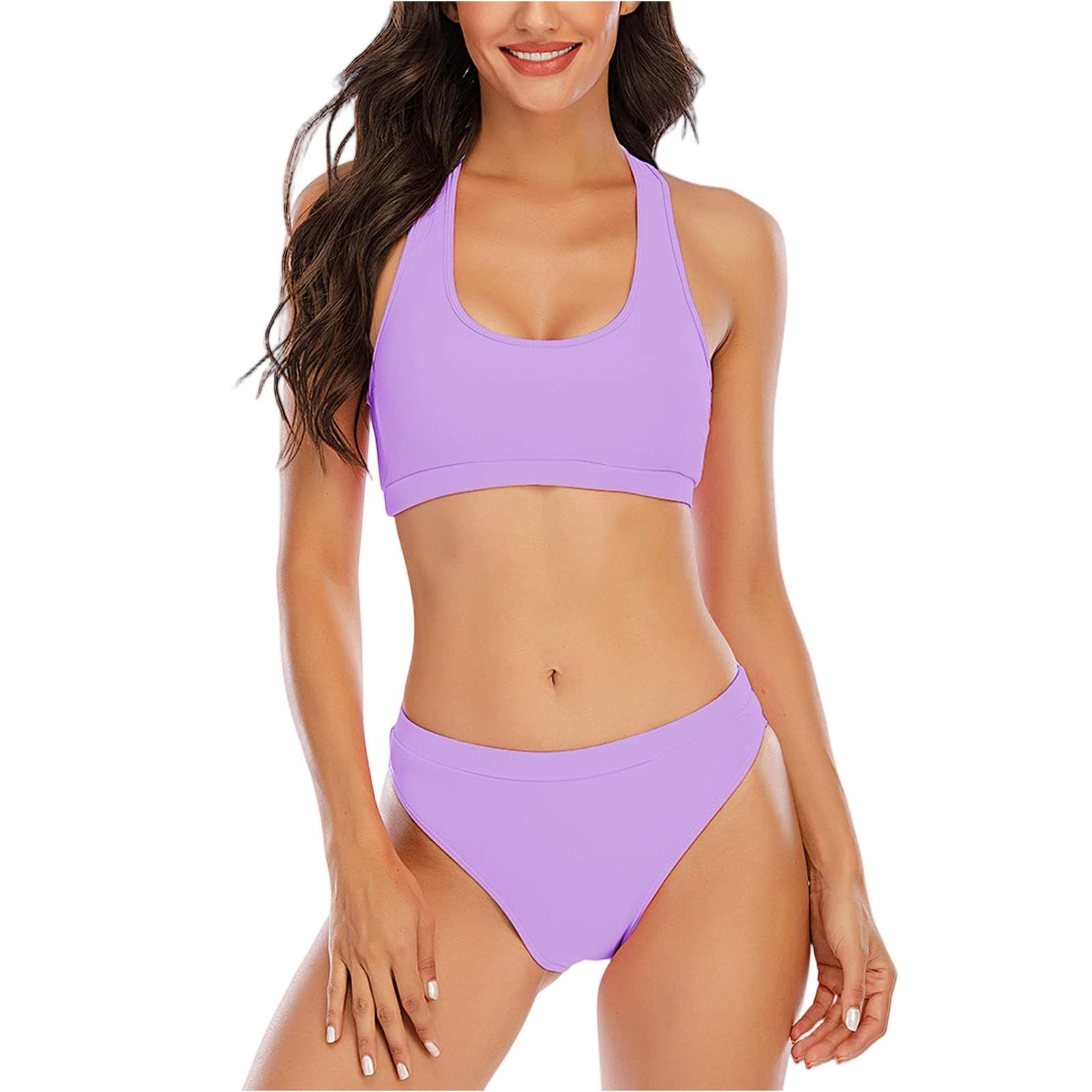 Damen-Bikini mit Rückenausschnitt, Zweiteiler XXL pink