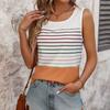 YYFS Dámská móda Léto Jaro Ležérní Pruhovaný potisk Bez rukávů O-výstřih Trička a Topy