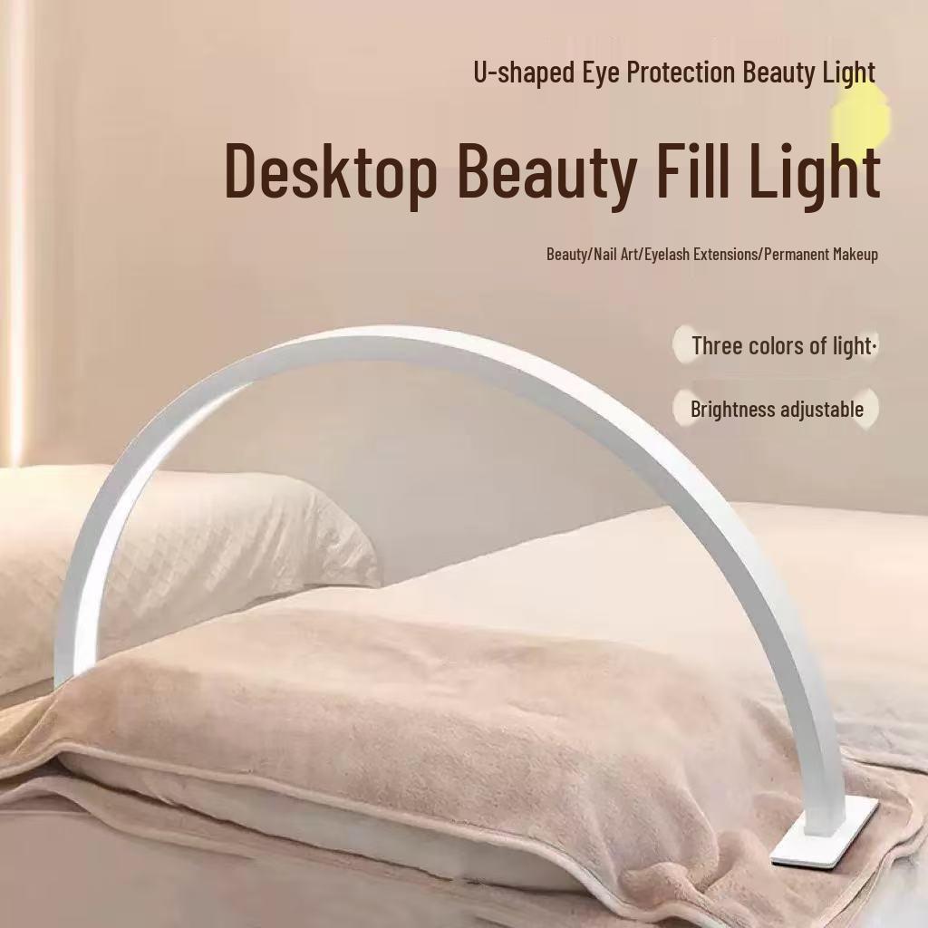 Portable U-shaped LED Beauty Light for Manicure & Eyelash - Eye-Protective, Adjustable Desktop Lamp