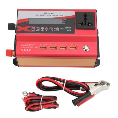 Car Power Converter Red DC 12V 24V To AC 220V 50Hz 420W Rated LCD Screen with 1 AC Outlet Ambient Light
