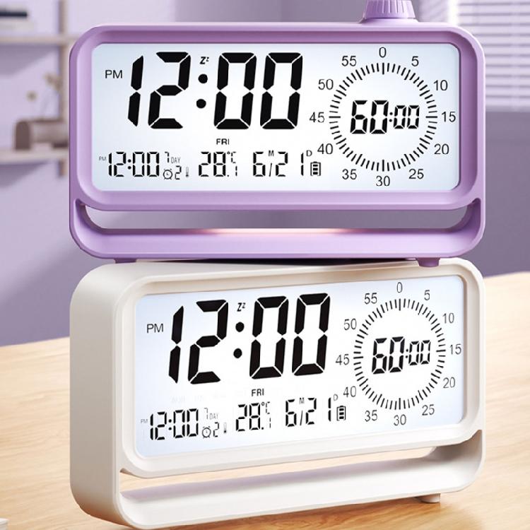 Kids Alarm Clock with Button High Volumes Visual Timers Indicators Rechargeable LCD Display Digital Clock Night Light