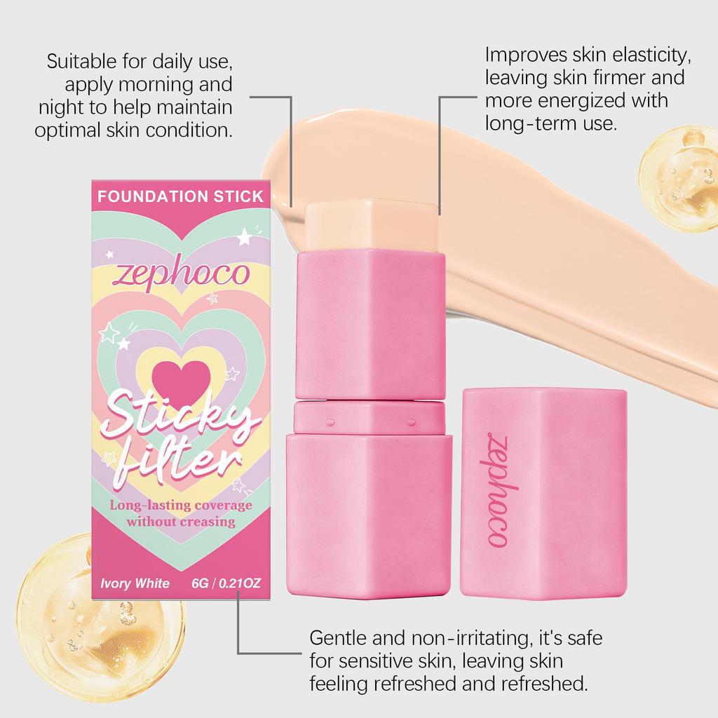 Zephoco Ivory White Long-lasting Concealing Foundation Stick - Portable, Natural, Lightweight, Daily Use.