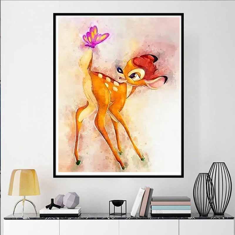 Disney Diamond Painting Bambi Bambi Watercolor Style, Healing Illustration DIY Craft, 5D Mosaic Embroidery Hobby Gift Home Decoration