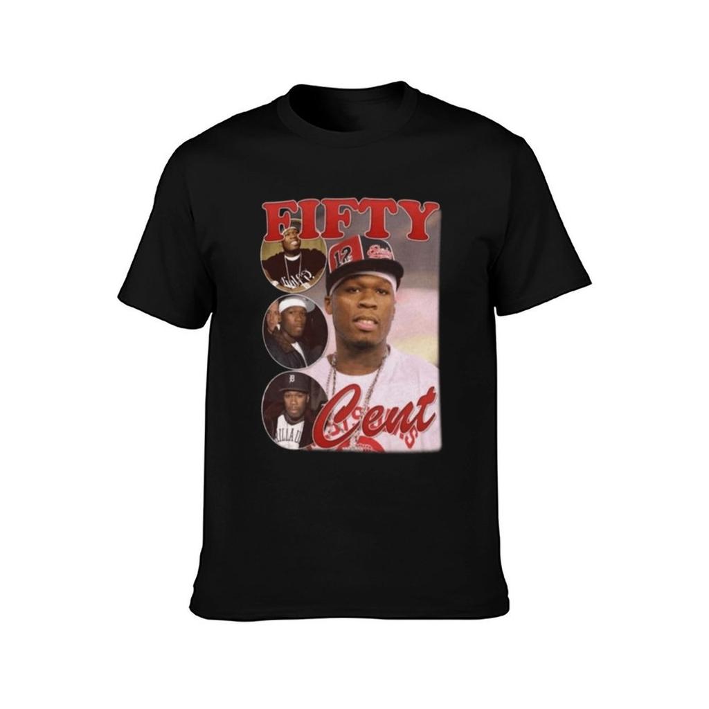 50 Cent Rapper Collage Men T-shirt Black Cotton Tee