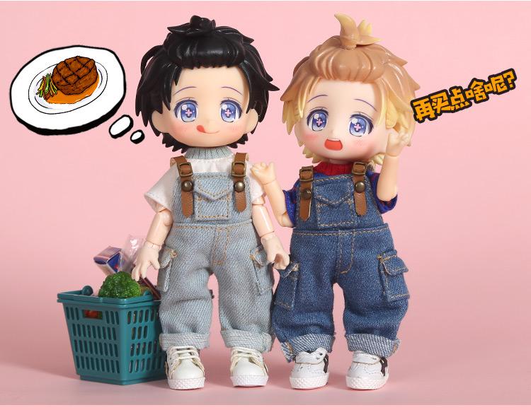 New OB11 bjd Doll Clothes Stripe Shorts Sleeve T-shirt for 1/8 1/12bjd, obitsu11,ob11,molly Doll Accessories Clothing