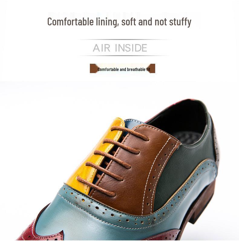 Men's Colorblock Pointed Toe Leather Shoes - Plus Size Outdoor, Casual & Formal