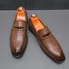 Fashion New Designer Men's Pointed Alligator Pattern Wedding Shoes Male Penny Loafers Formal Dress Footwear Zapatos Hombre