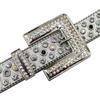 Design Square Buckle Belt for Women Diamond Inlay Ribbon Diamond Acrylic Punk Color Diamond