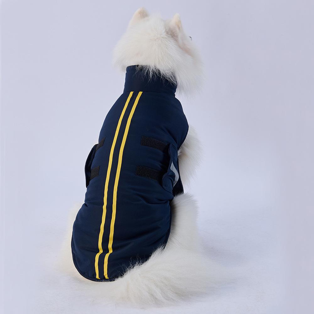 Pet dog outdoor cotton-padded coat thickened warm back reflective two-foot zipper large dog dog clothes