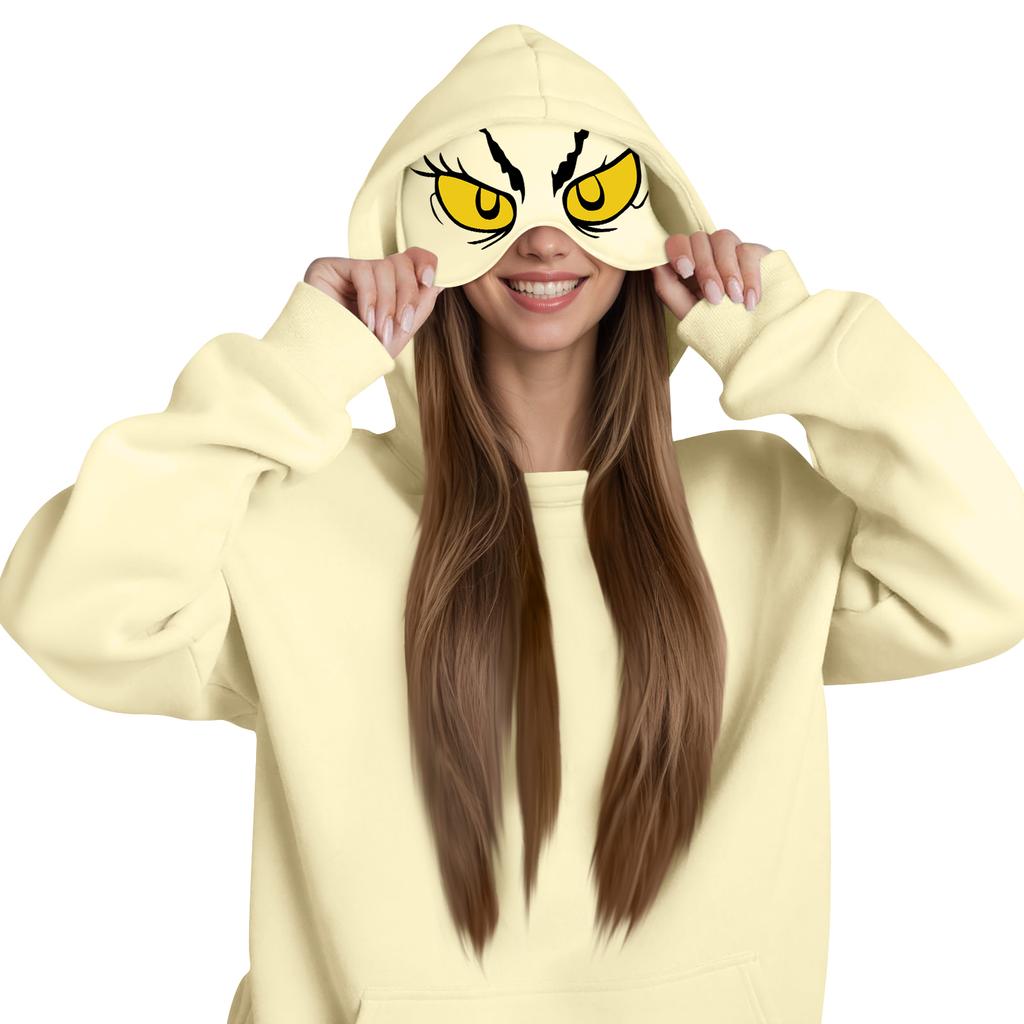 Damemote Lett langermet genser for kvinner med lommer Preppy grafisk hettegenser