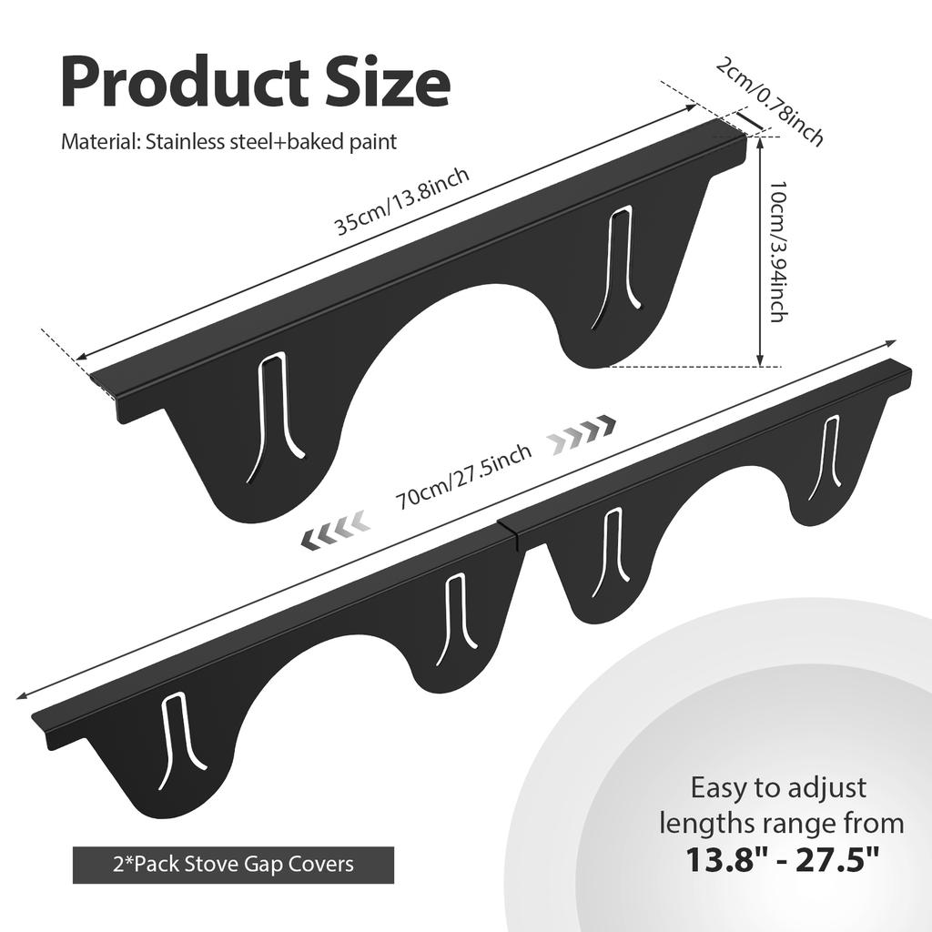 Herdlückenabdeckungen Edelstahl Herdspaltabdeckungen Hitzebeständige Ofenspaltfüller Dichten Lücken zwischen Kochfeld und Arbeitsplatte ab