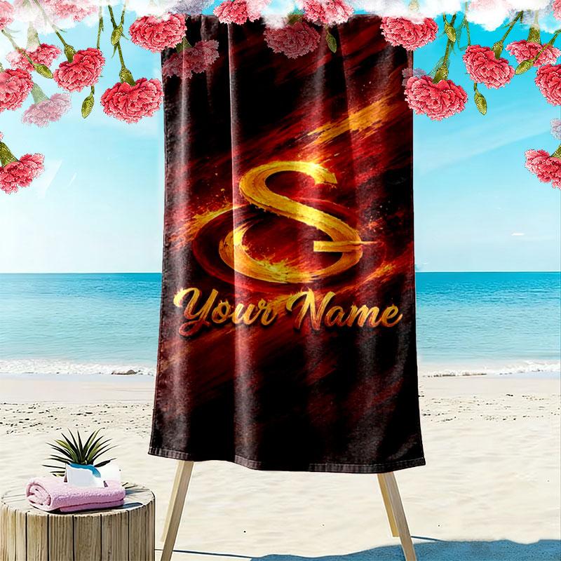 Galatasaray S Custom Name Print Beach Towel, Large Soft Quick Dry Towel for Beach Camping Swimming