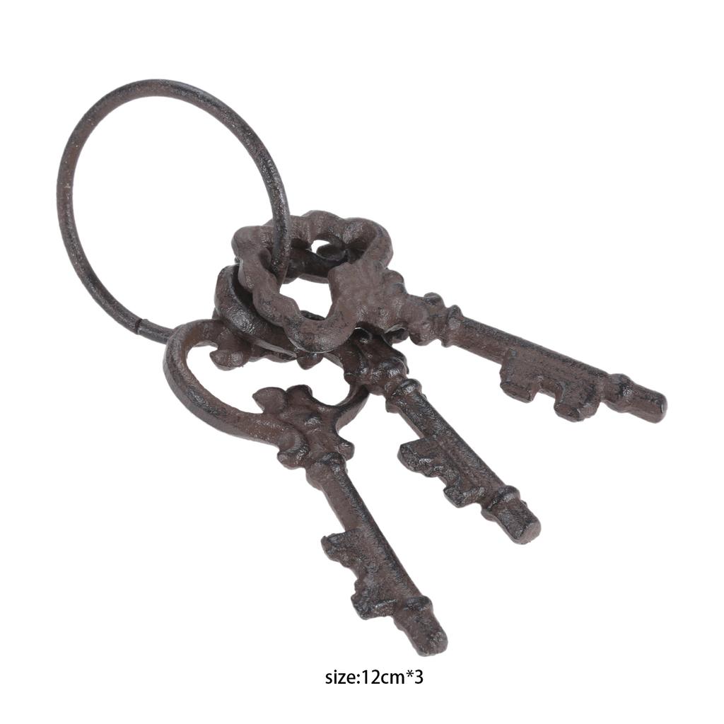 1pc Vintage Cast Iron Key Rings Ornaments Heavy Duty Metal Keys Chain Rustic Skeleton Antique Decor Bar/Home/Restaurant Wall