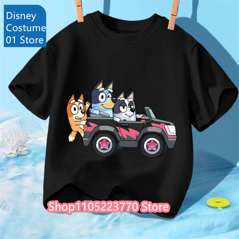 Unisex Toddler Bluey T-Shirt Fall Winter Short Sleeve Cute Cartoon Anime Print Soft Sweatshirt for Boys & Girls Casual Outfits