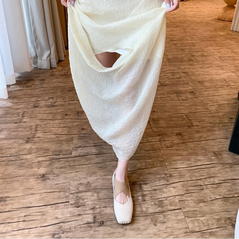 

Washing process~ retro and old cross-strap leather ballet shoes women s single shoes 40