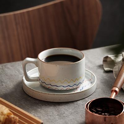 Japanese-style Hanging Ear Coffee Cup Retro Hand-painted Ceramic Mug Coffee Cup Saucer Set Milk Cup Breakfast Cup Large