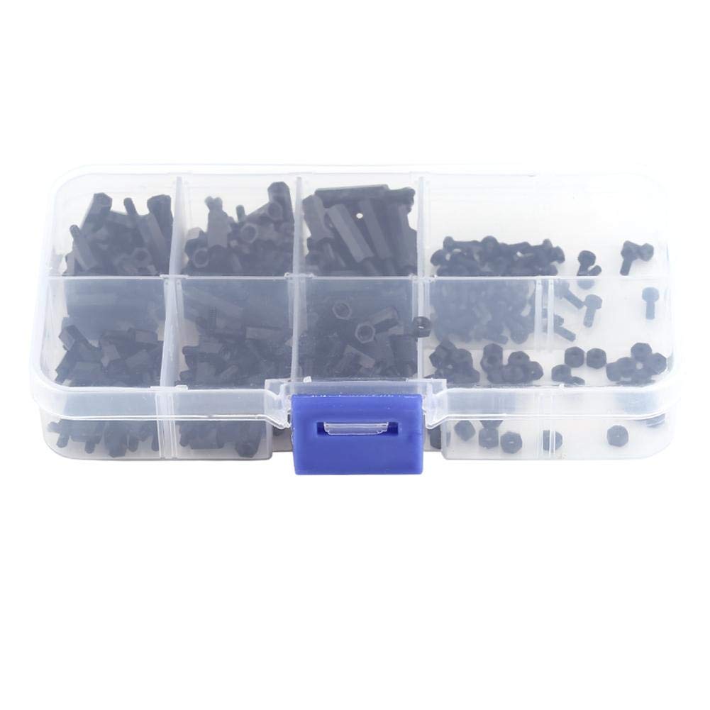 250pcs Plastic Shims Standoffs Nylon Spacer Nylon M2 M3 Male Female Hex Column Standoff Screws Nuts Assortment Kit, for Communication Electroplating