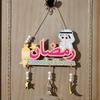 Wooden Letters Eid Mubarak Ornament Moon Castle Stars Door Hanging Pendant Eid Al Adha Gifts Ramadan Decorations for Home