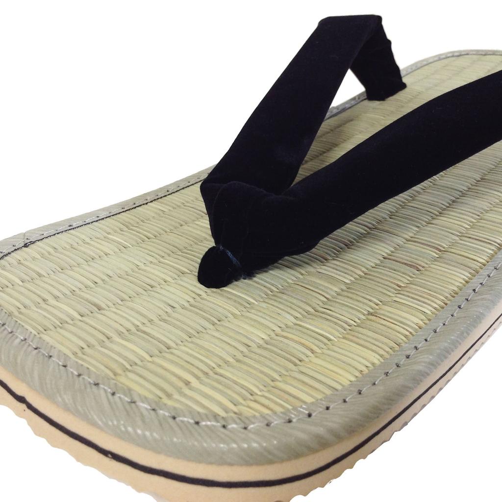 Edoten Geta Igusa Grass with Sponge Cushioned and Comfortable for Legs and Large Size 4L 30cm Sandals, Soles, Back, Black, (3XL),