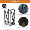 Internal and External Steel Tool Rack with 4 Tools, Wood Door for Stove with Tool Holder, Shovel, Brush and Pliers, 46x30x76cm, Black