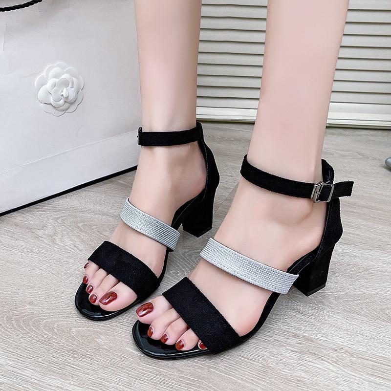 Fashion 2025 New Summer Women's Fashion Sexy Open Toe Thick Heel Sandals High-heeled Shoes Wedding Party Shoe Lady Girl