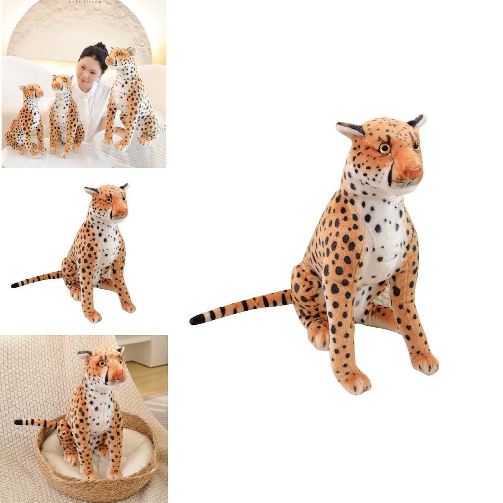 Realistic Leopard Plush Toy Soft Stuffed Cheetah Doll For Kids And Collectors